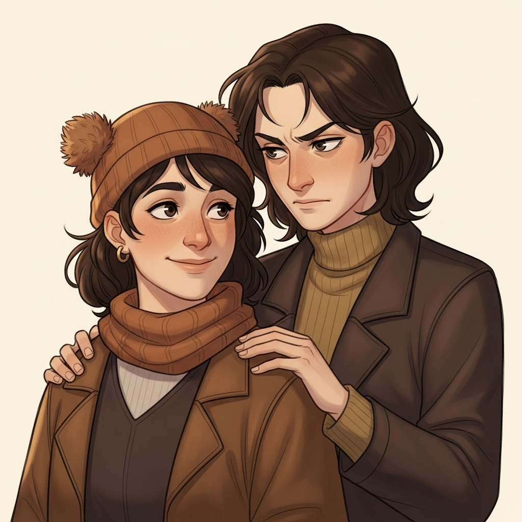 A thoughtful illustration of two people standing close together, one friendly and the other wary, showing subtle tension and strategy in their expressions. Natural lighting, warm tones, no text.