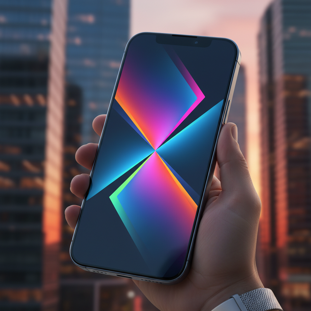 A futuristic iPhone 18 Pro with a seamless full-screen display and no notch, sleek titanium frame, vibrant colors, modern tech aesthetic, lifestyle photography, high contrast, no text