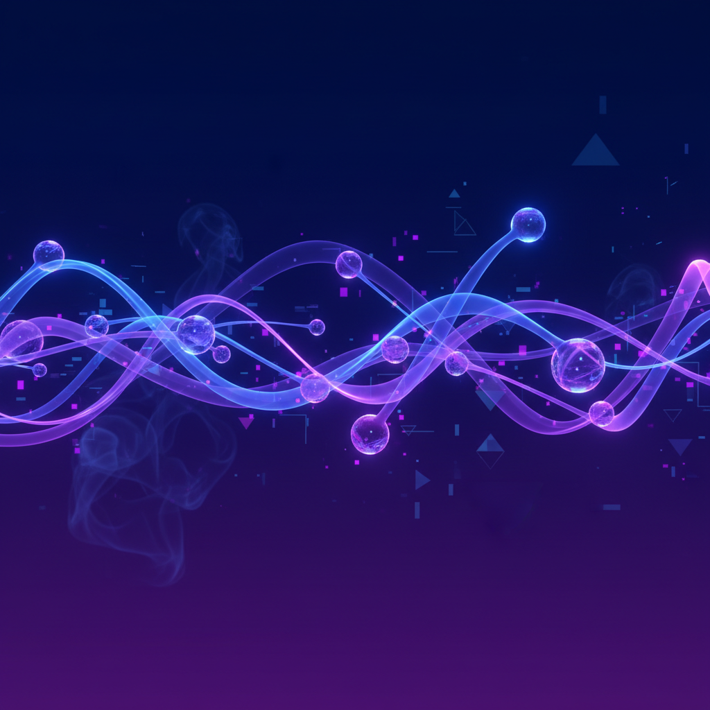 Abstract representation of artificial intelligence connectivity, glowing nodes and lines forming a smooth interface, elegant dark blue and purple gradient background, sophisticated digital art, no text