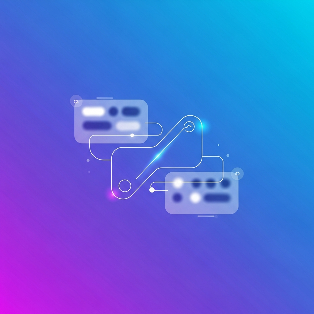 직관적인 인터페이스를 상징하는 그래픽 오버레이, modern layout, high contrast, colored background, Korean appearance, no text