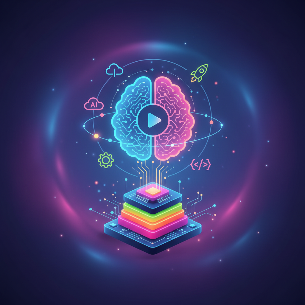 A digital trophy with a creative tech theme, modern infographic style, glowing vibrant colors, soft background, no text