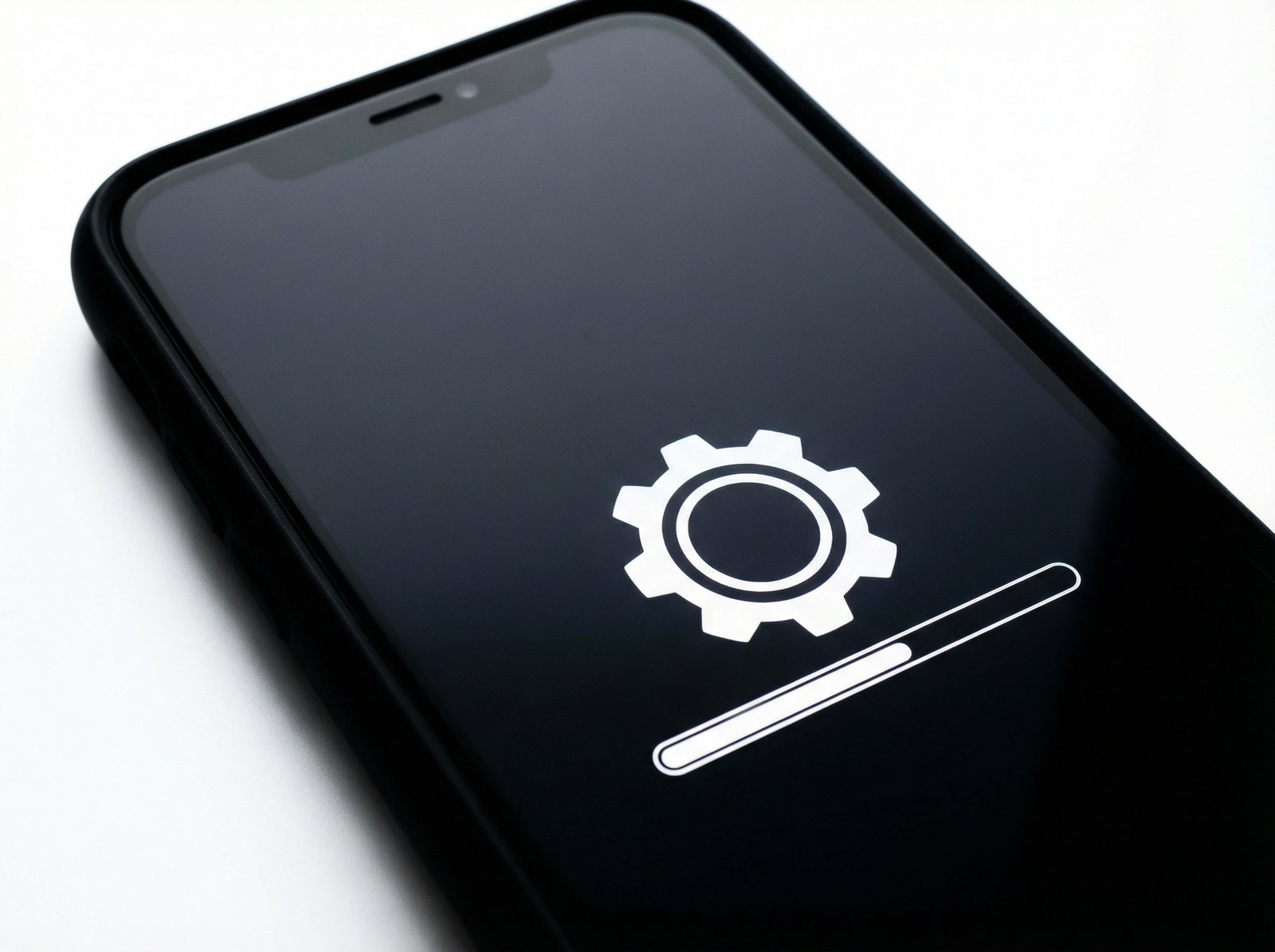 Close up of an iPhone screen showing software update settings, clean and minimalist aesthetic, high contrast, 4:3 aspect ratio, no visible text