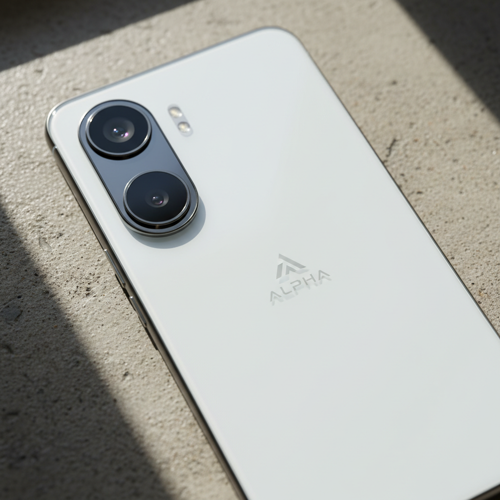 듀얼 카메라가 탑재된 슬림 스마트폰 뒷모습