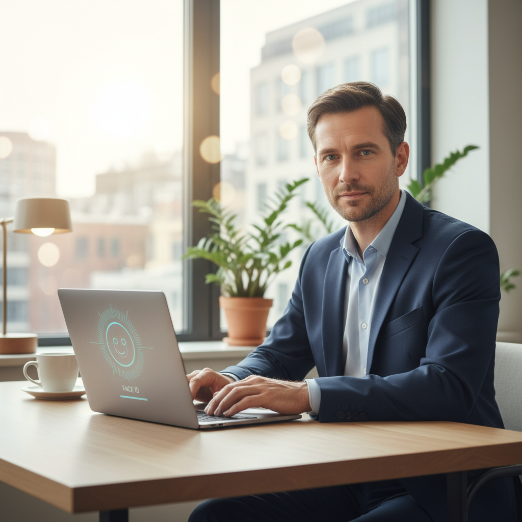 맥북 디스플레이에 적용된 안면 인식 컨셉