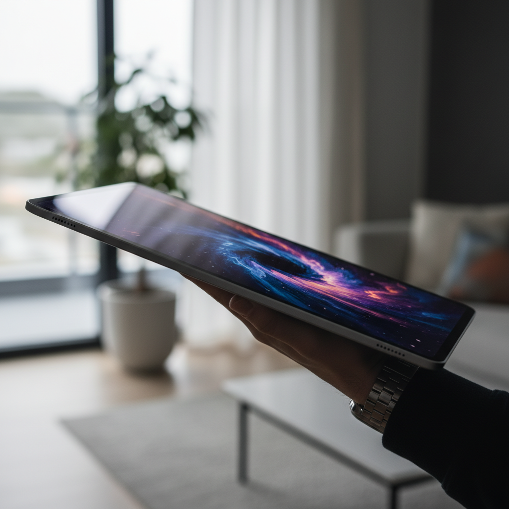 13인치 대화면을 강조한 M3 아이패드 에어의 측면 디테일