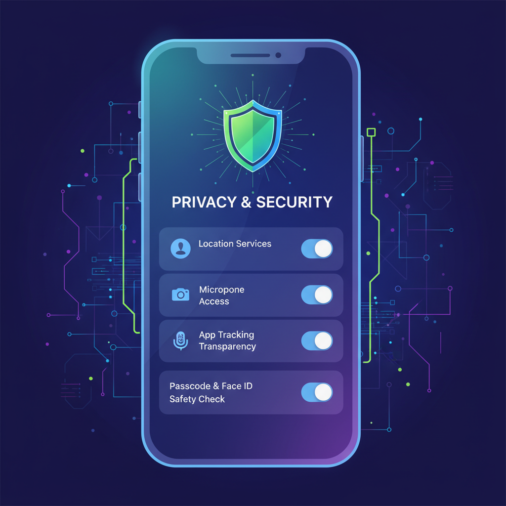 아이폰 보안 및 위치 설정 화면 일러스트