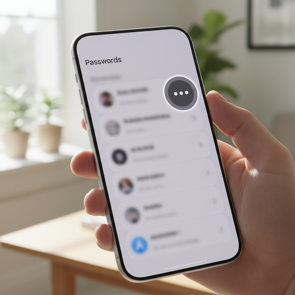 생성된 암호를 관리하는 메뉴 설정 화면