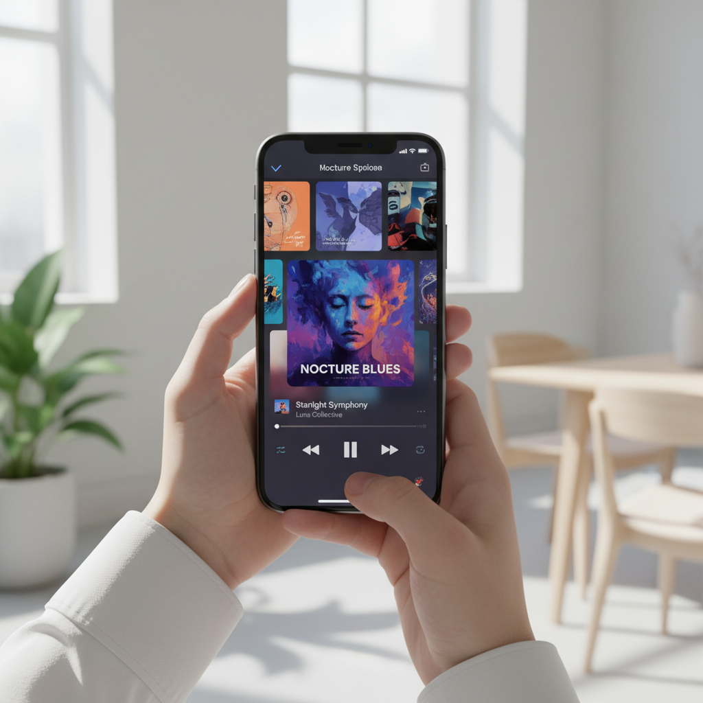 애플 뮤직 앱을 사용하는 모습