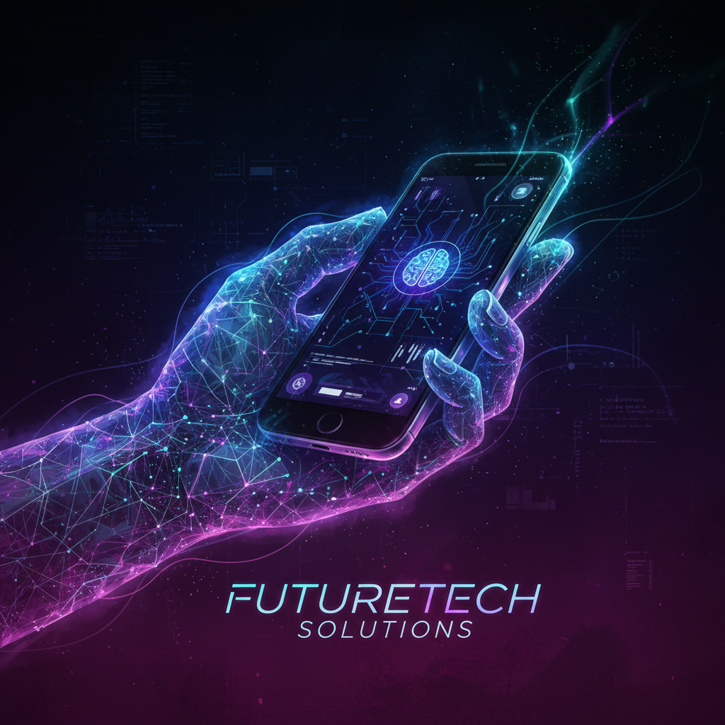 기술 지원을 위한 인공지능 시스템을 상징하는 추상적인 일러스트레이션