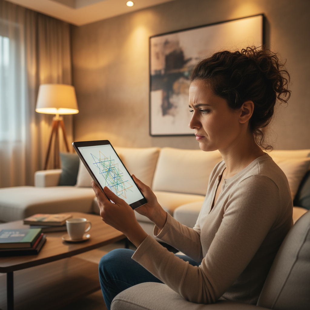 컴퓨터 앞에서 고민하는 사용자