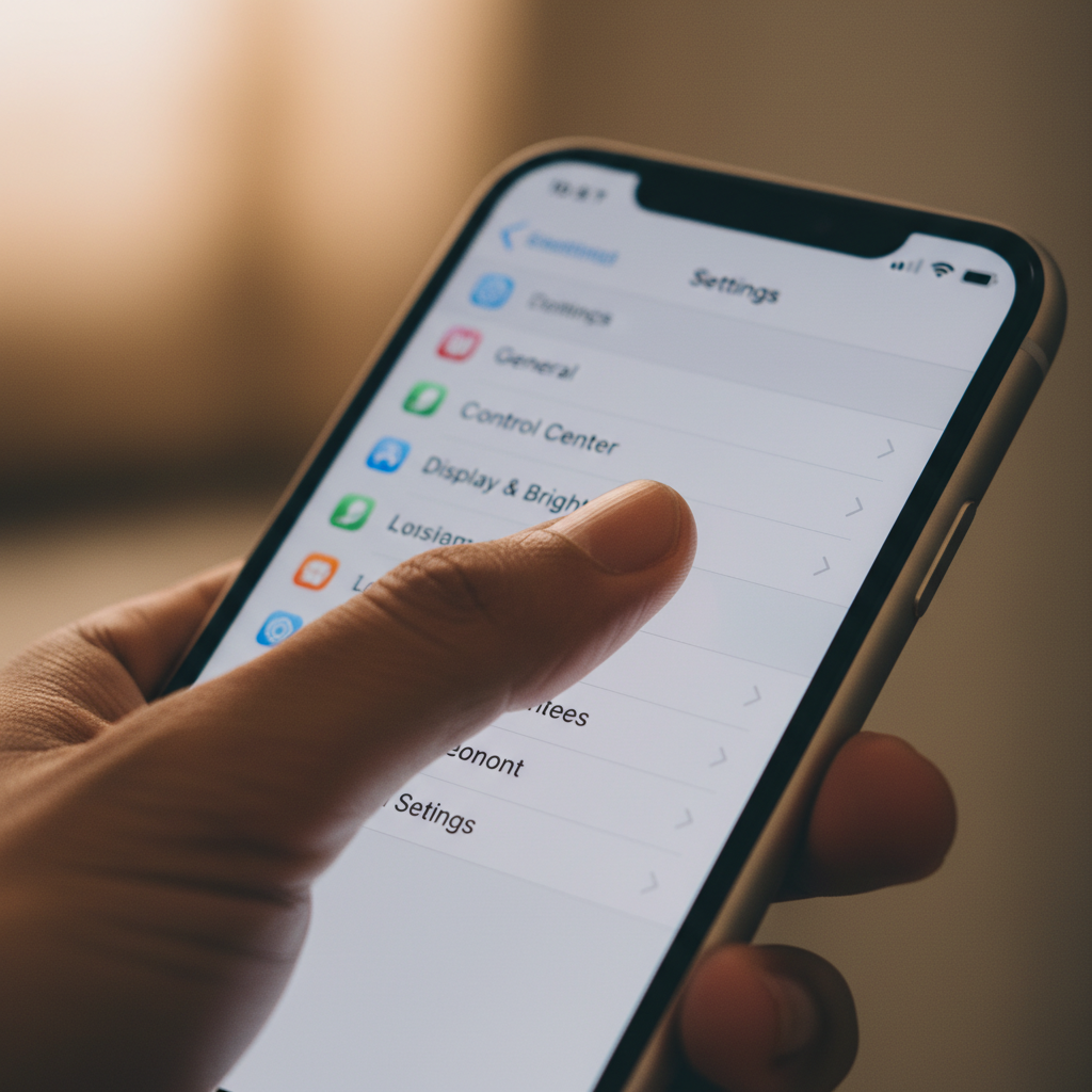 아이폰 설정 메뉴를 세심하게 조정하는 손길