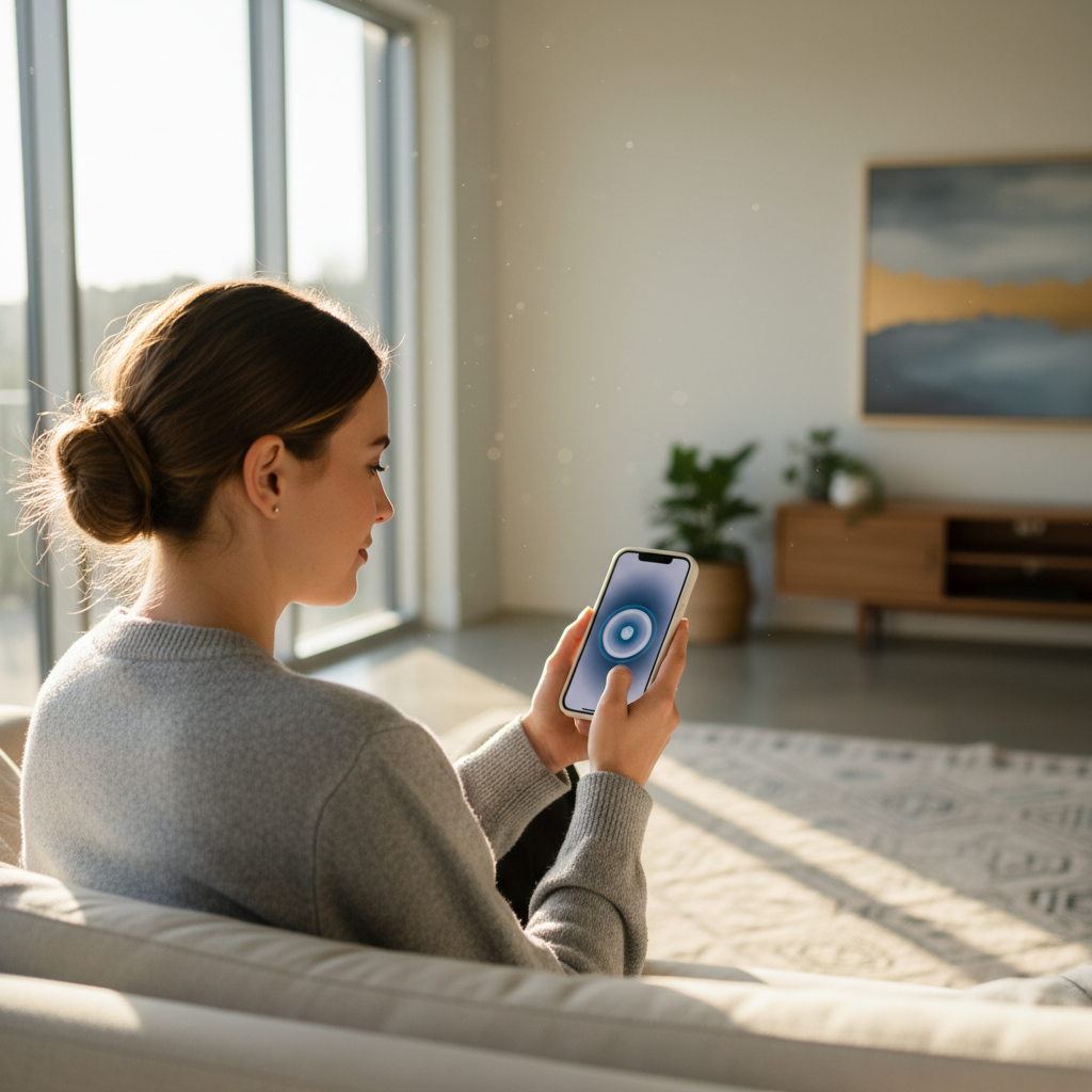 스마트폰을 사용하는 자연스러운 일상 모습