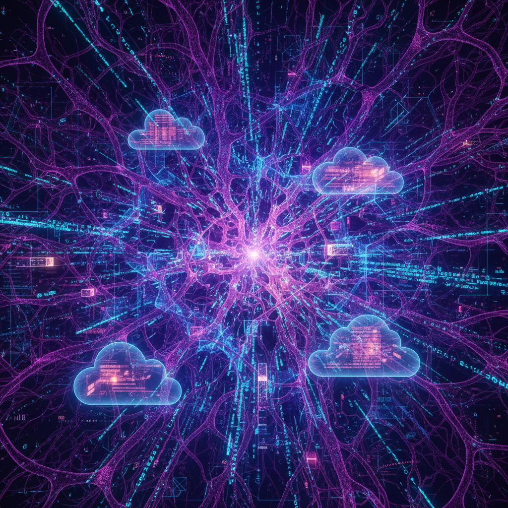 미래 지향적인 인공지능 연결망 그래픽