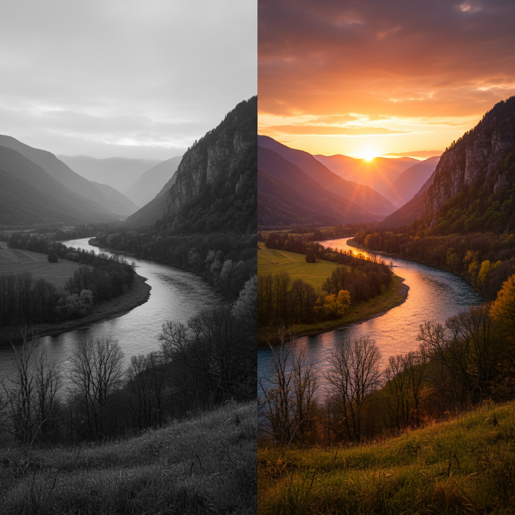 인공지능 기능을 활용해 드라마틱하게 변화된 풍경 사진