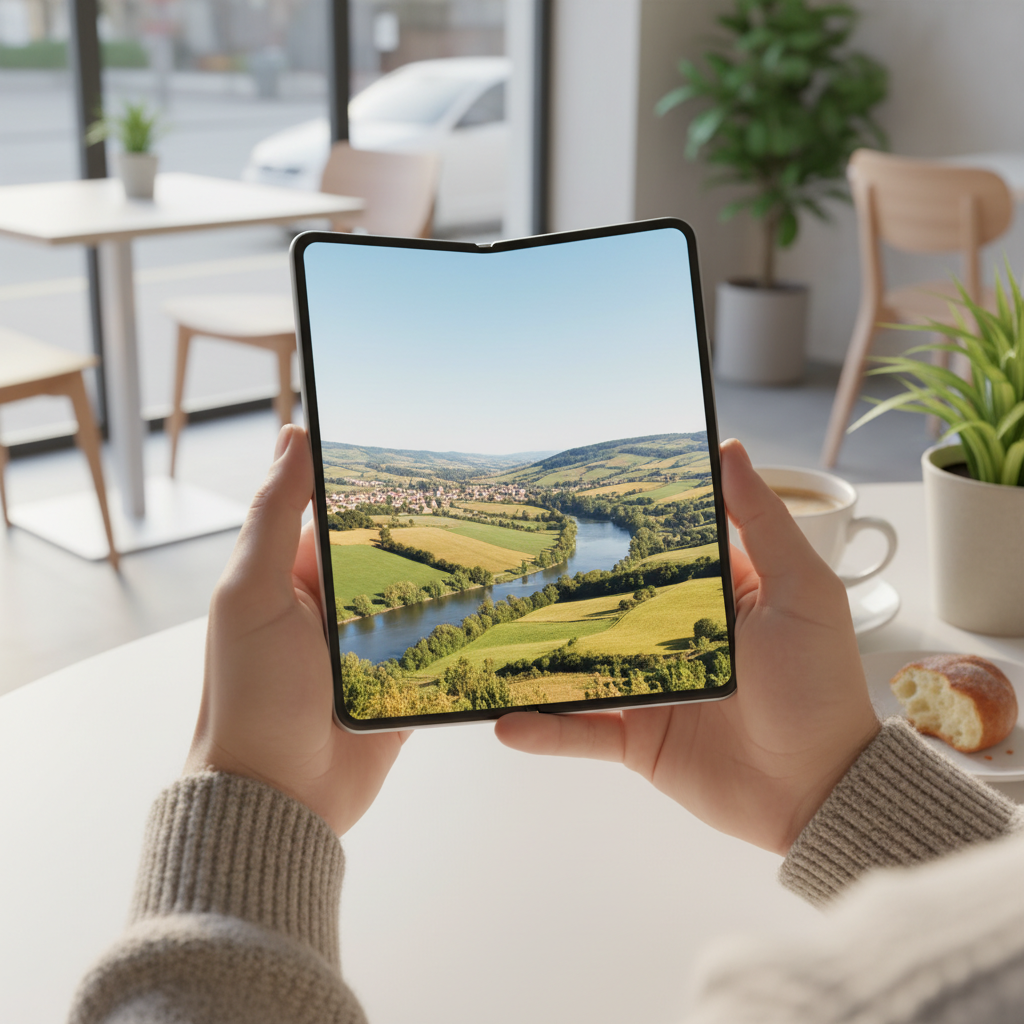 일상에서 자연스럽게 아이폰 폴드를 사용하는 모습