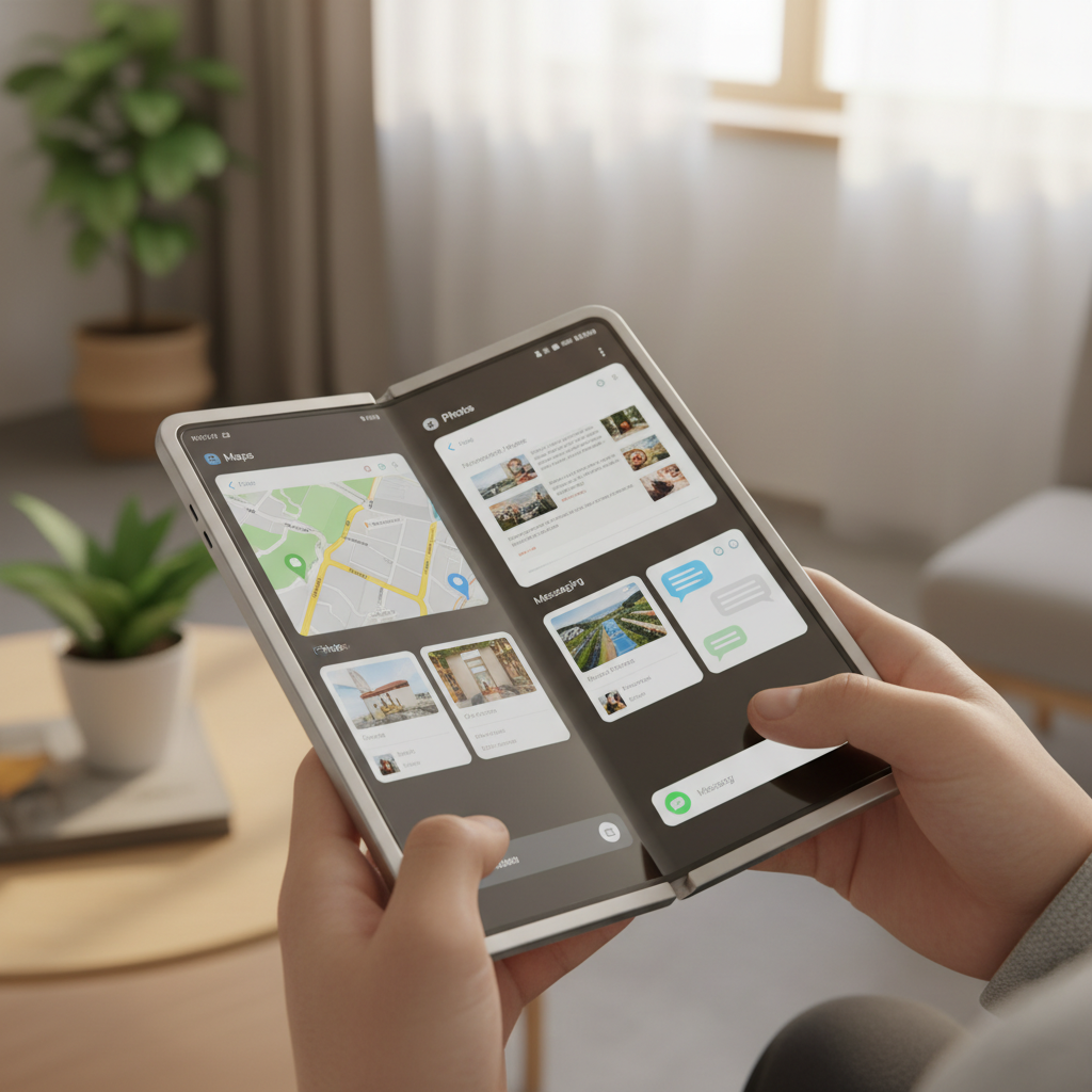 아이폰 폴드의 넓은 내부 디스플레이 화면