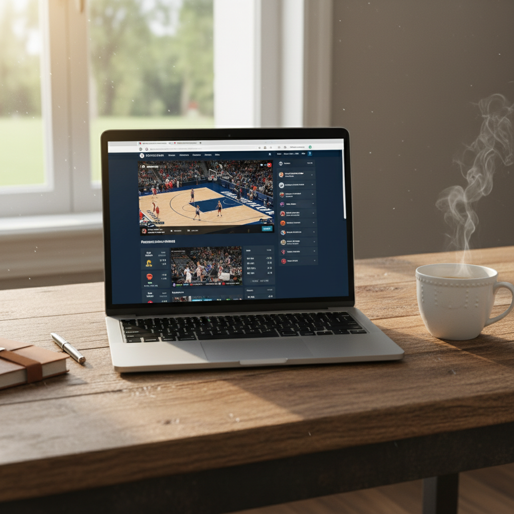 맥북에서 스포츠 중계 웹사이트 접속 화면