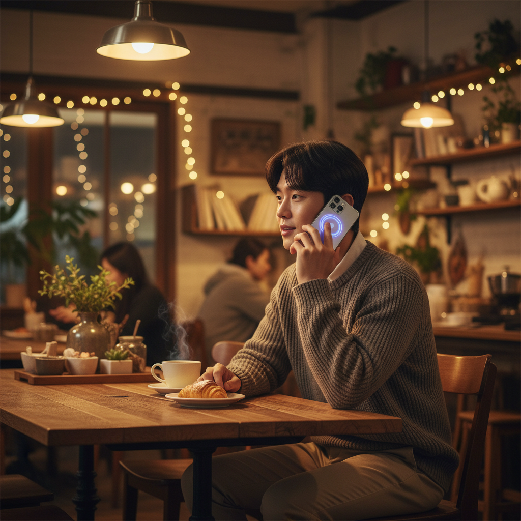 아이폰 시리와 대화하는 사용자의 일상