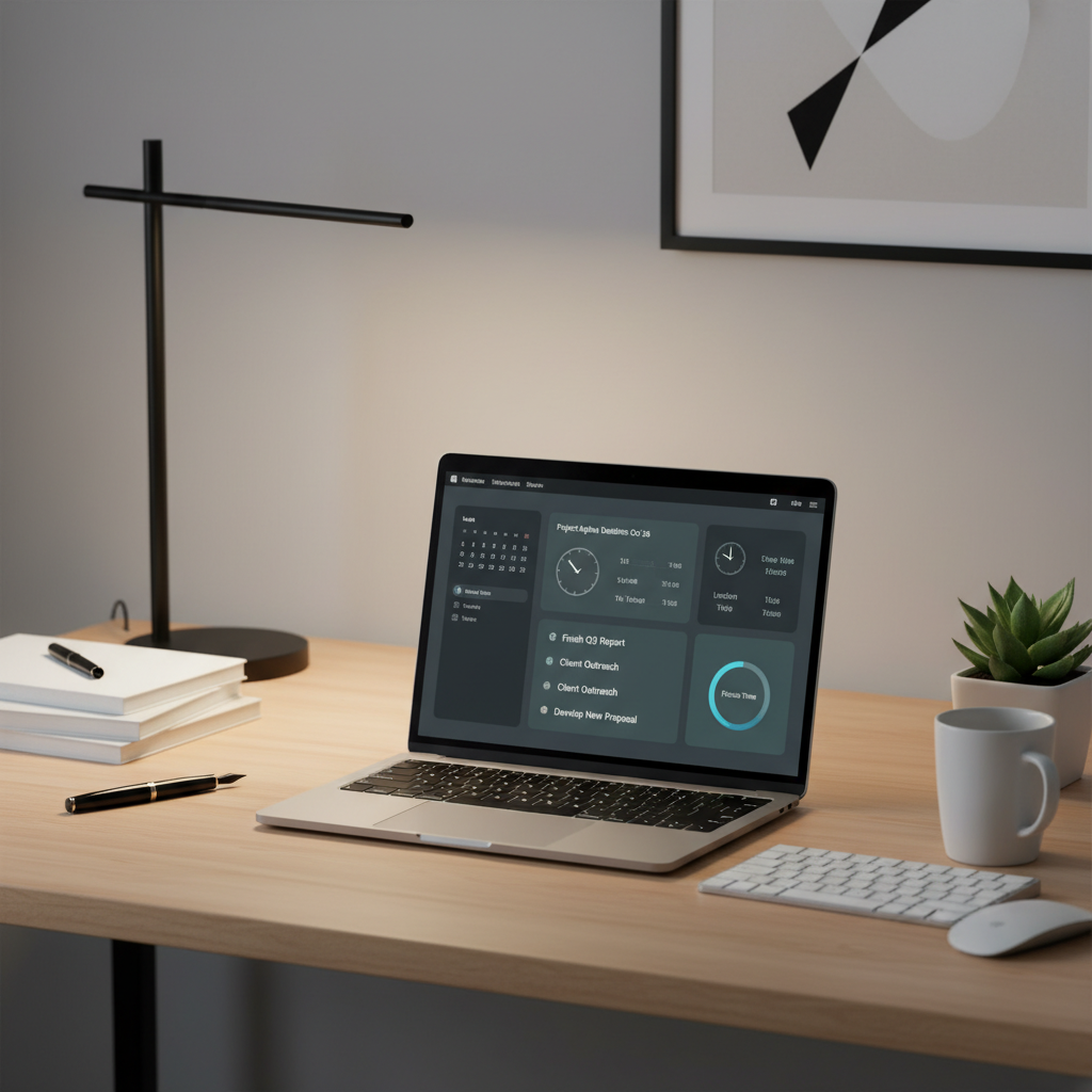 다양한 생산성 도구가 포함된 맥북 화면