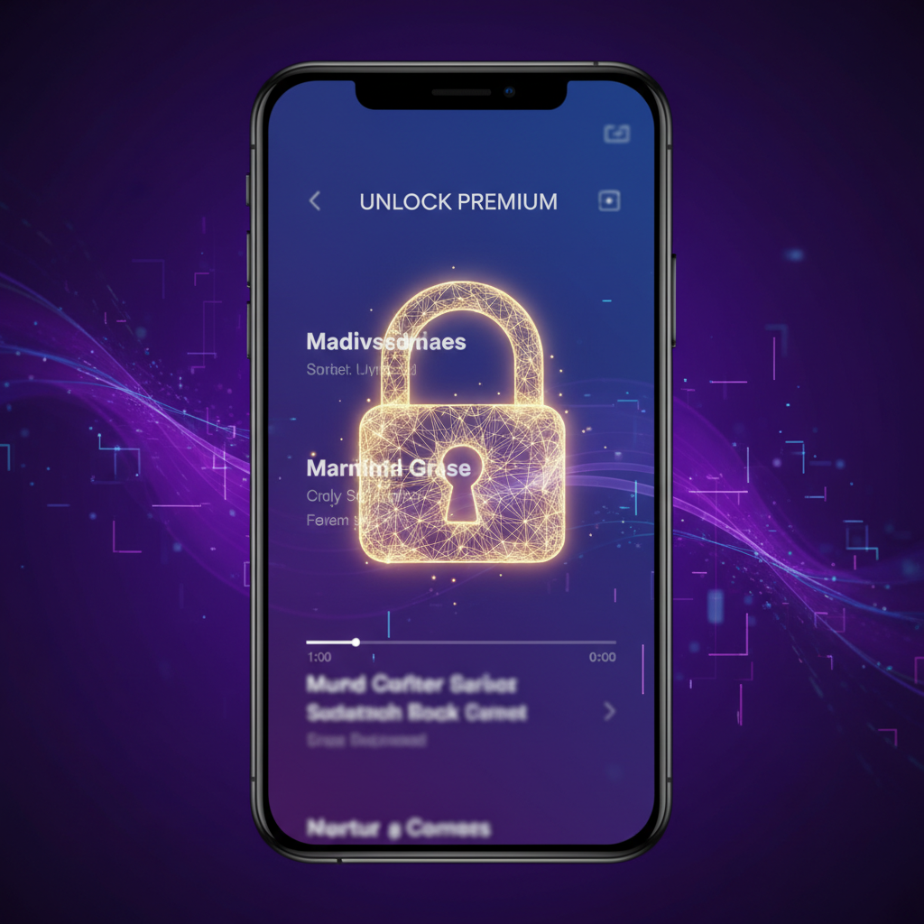 유료 결제 안내가 표시된 가사 인터페이스