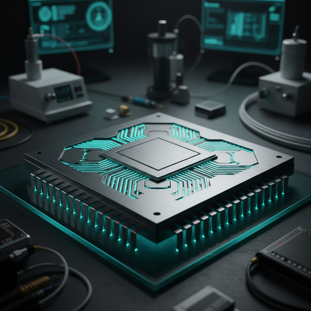 강력한 성능을 상징하는 최신 프로세서 칩셋의 클로즈업
