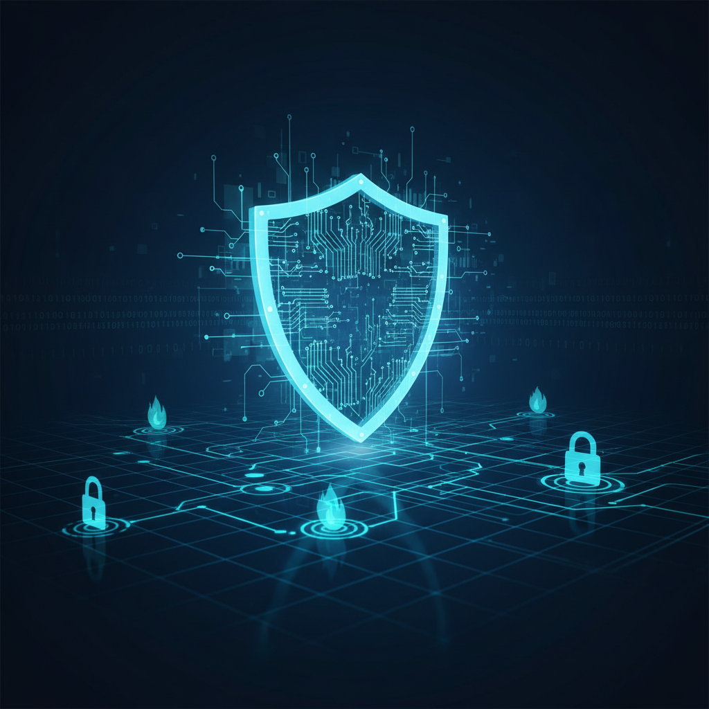 개인정보 보호와 보안을 상징하는 방패 아이콘