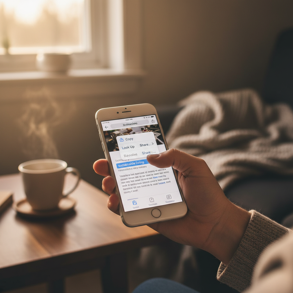 아이폰 사파리에서 텍스트를 선택하여 공유하는 과정