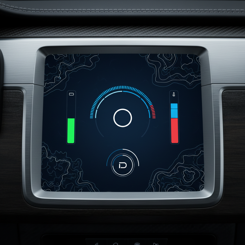 조나단 아이브 스타일의 미니멀한 차량용 디스플레이 인터페이스