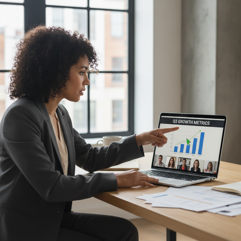 영상 통화 중에 화면을 공유하는 기능 연출