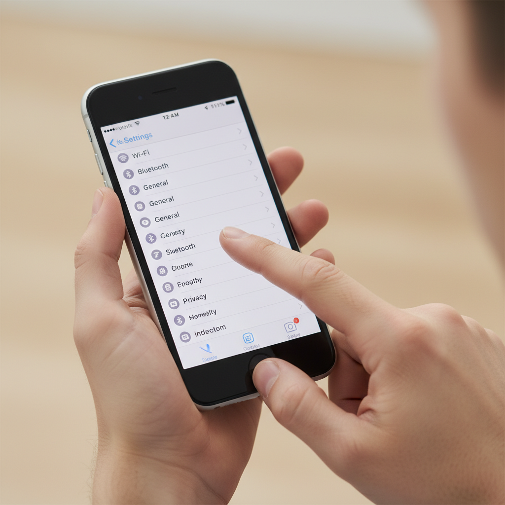 아이폰 설정 화면을 조작하는 모습