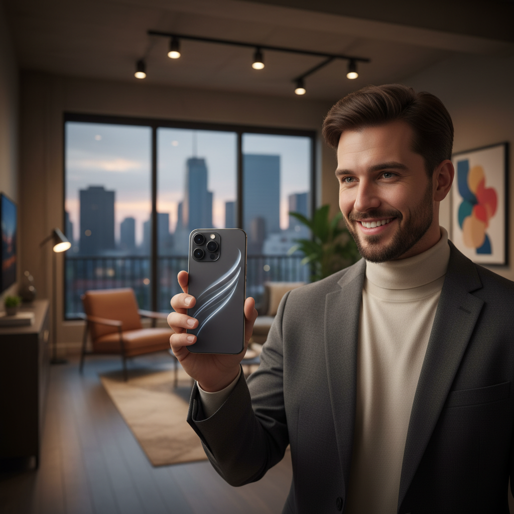 최신 아이폰을 사용하는 모습