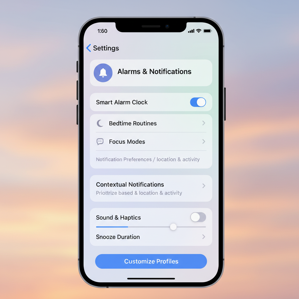 아이폰 설정 화면의 깔끔한 사용자 인터페이스