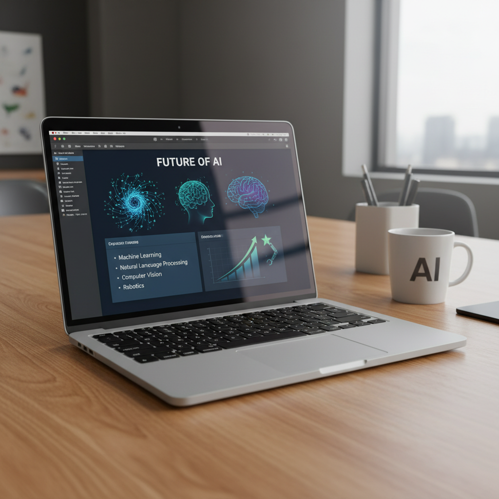 맥북에서 작업 중인 키노트 슬라이드