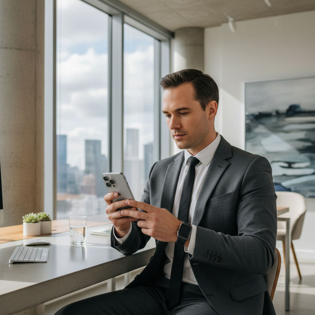 최신 기기를 사용하는 전문적인 비즈니스 환경