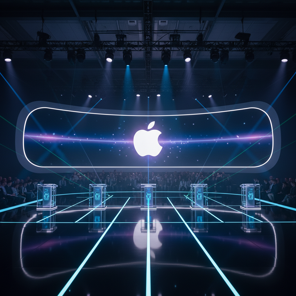 애플 스페셜 이벤트가 열리는 화려한 행사장 전경