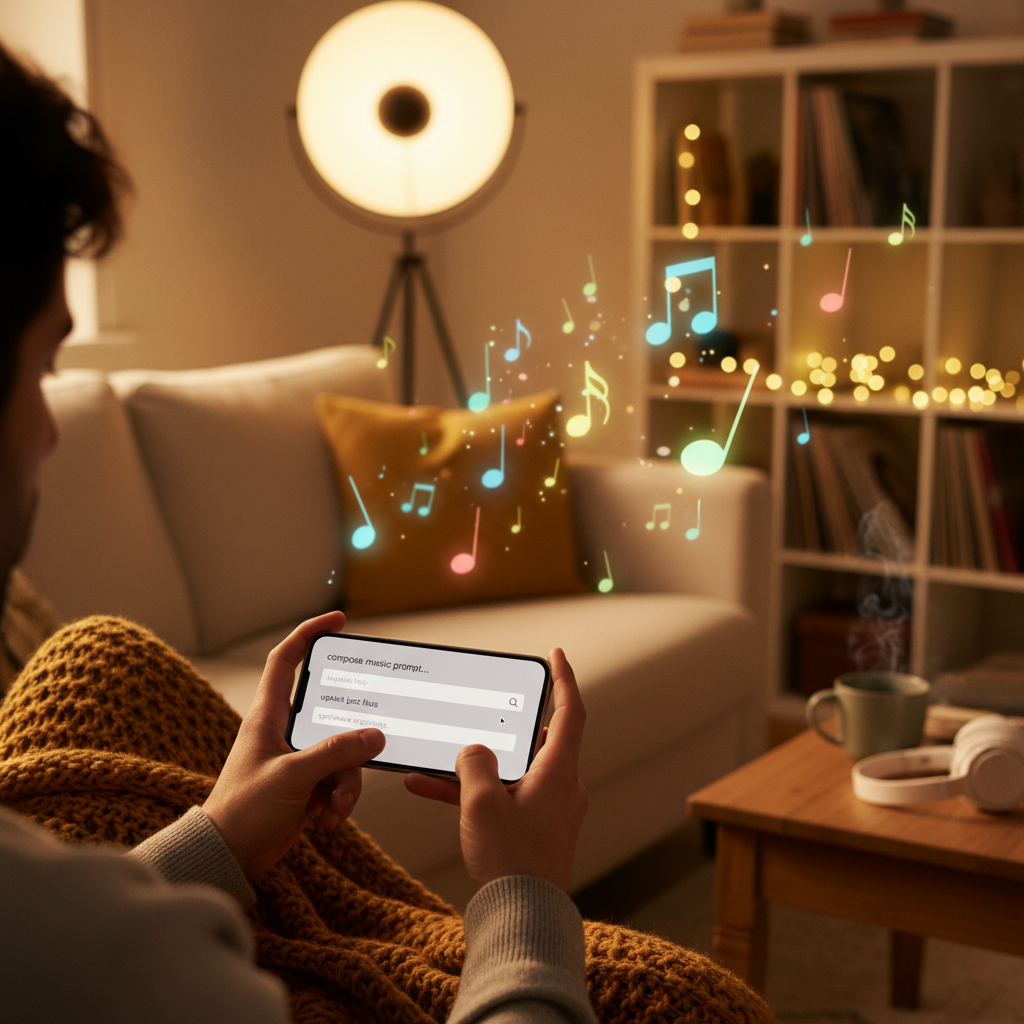 아이폰으로 음악 리스트를 생성하는 사용자