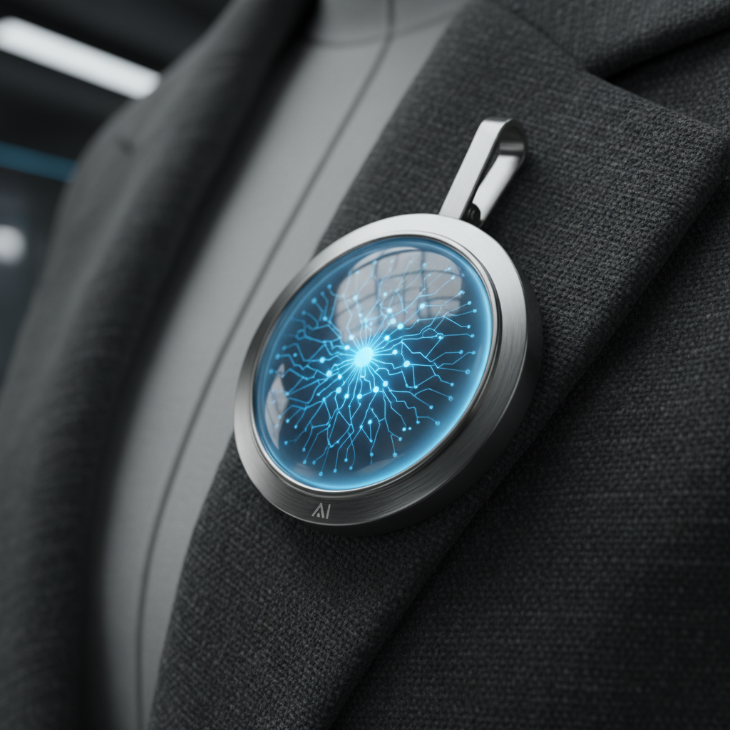 가슴에 부착하는 원형 인공지능 펜던트 기기