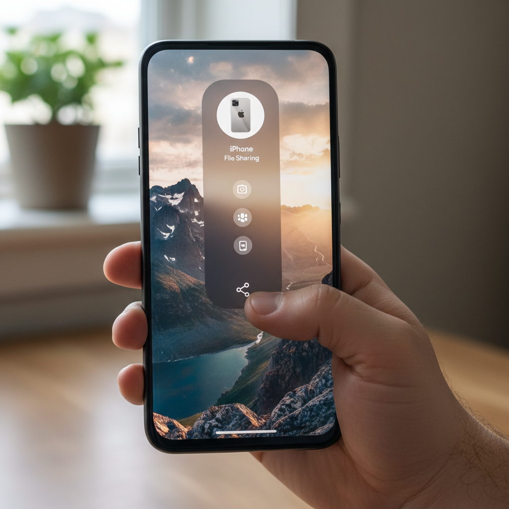 스마트폰 화면에서 사진을 공유하는 손동작