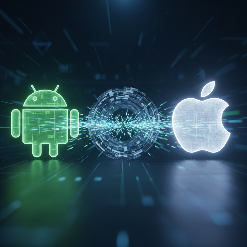 두 기기 사이의 안전한 데이터 연결 개념도