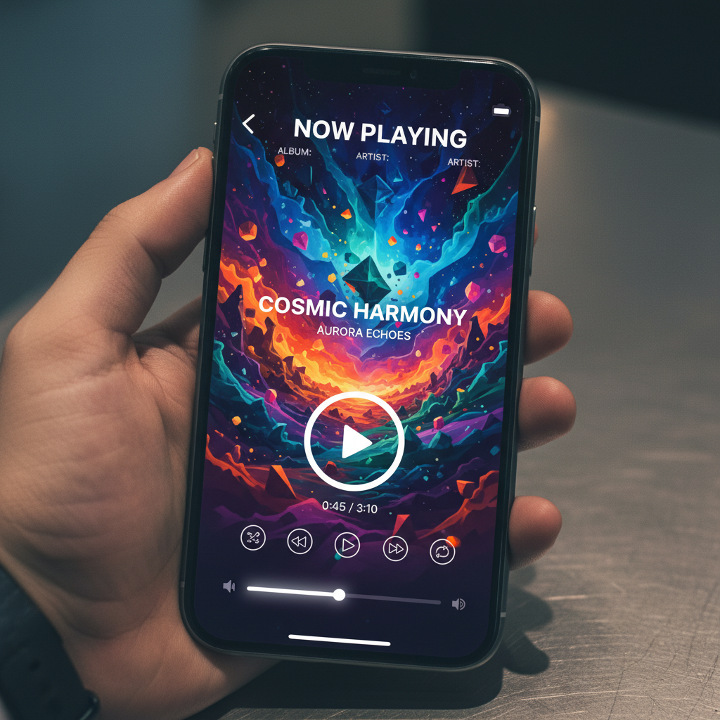 새로운 풀스크린 디자인이 적용된 애플 뮤직 재생 화면