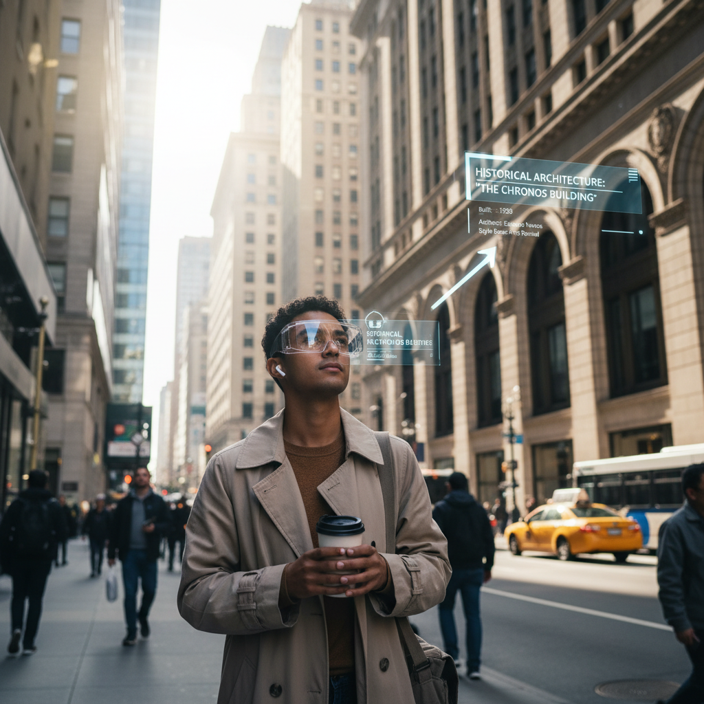 에어팟을 착용하고 시각 정보를 처리하는 모습