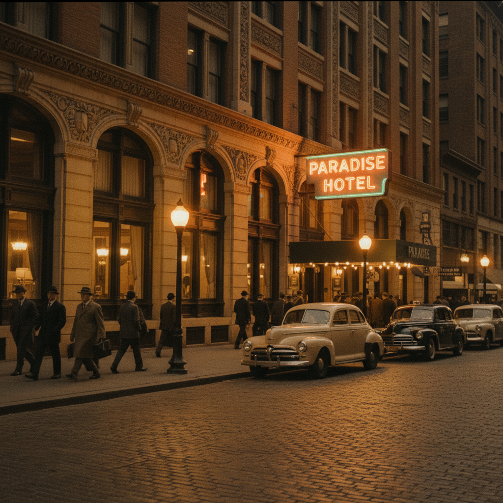 레트로 필름 감성으로 촬영된 도시 풍경 사진