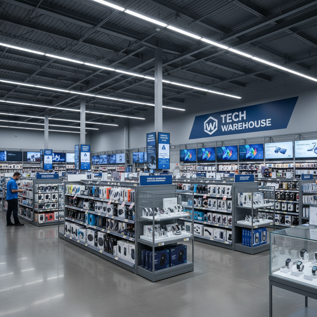 현대적인 매장의 가전 코너 풍경