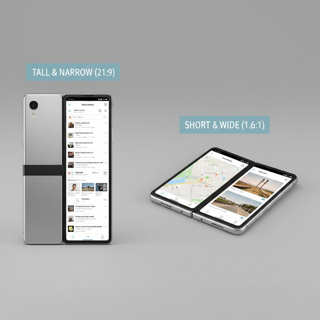 폴더블폰 화면 비율 비교 예시