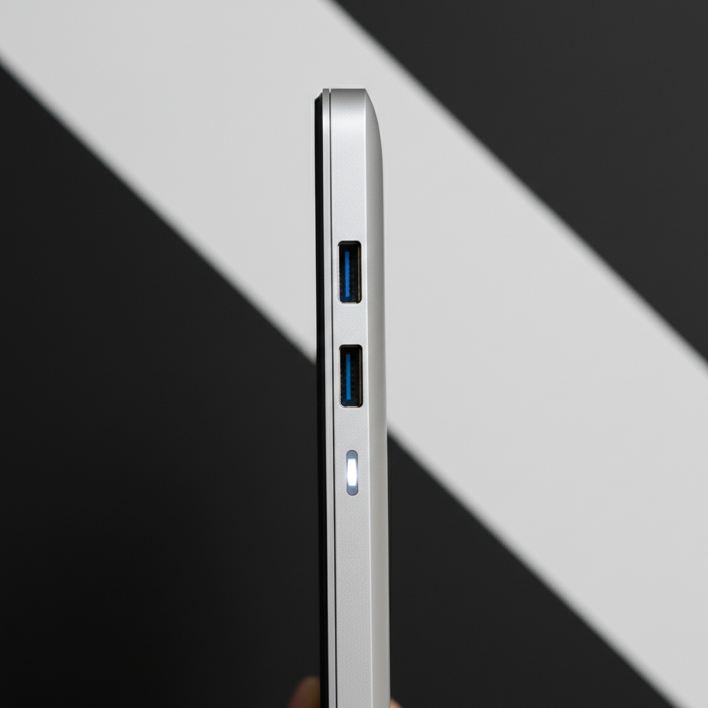 다양한 입출력 단자가 배치된 노트북 측면