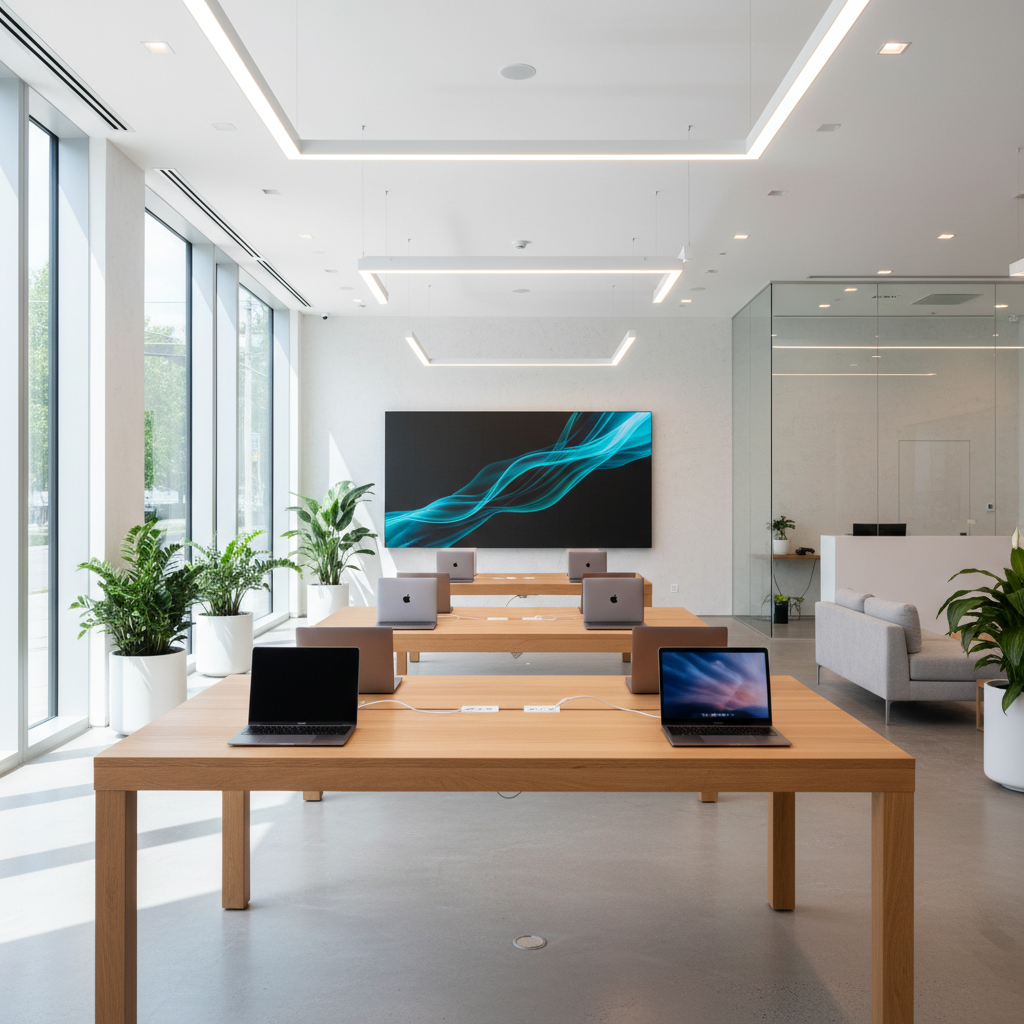 매장에 진열된 맥북 에어 제품들