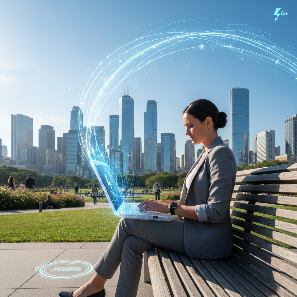 도심 공원 벤치에서 인터넷을 사용하는 노트북 사용자