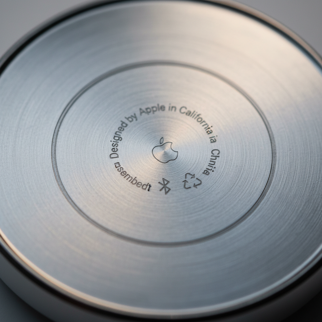 에어태그 뒷면 금속 캡의 상세 각인 이미지