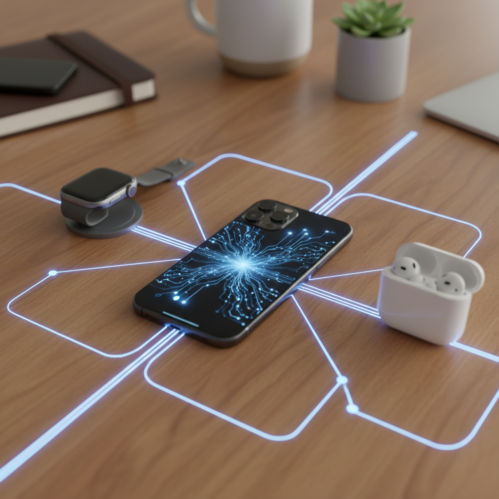 다양한 웨어러블 기기와 연결된 애플 생태계