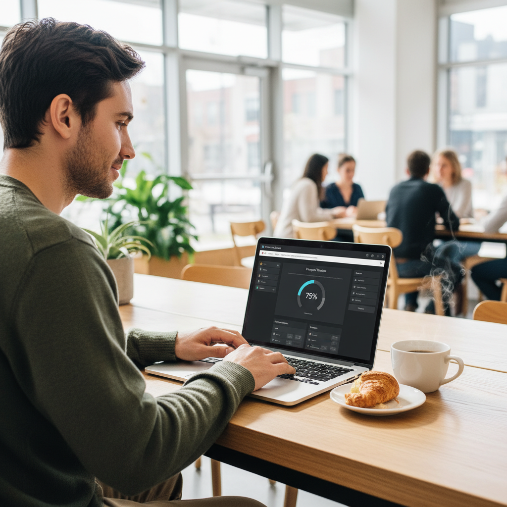 사용자가 맥북을 사용하며 직접 만든 앱의 작동을 확인하는 모습